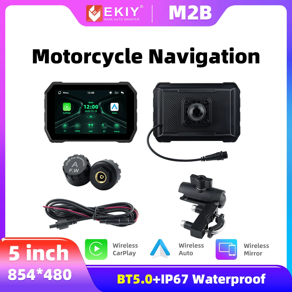 

EKIY 5-дюймовый Carplay мотоцикл беспроводной CarPlay Android авто навигация мотоцикл IP67 водонепроницаемый сенсорный экран для мотоцикла