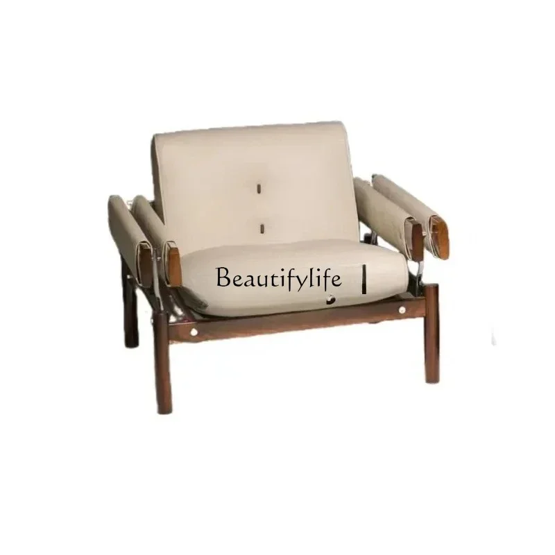

Light luxury special-shaped metal sofa chair solid wood armrest