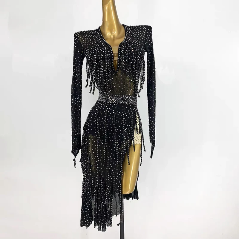 

Новая женская юбка для латиноамериканских танцев, индивидуальный пошив, стандартная одежда для латиноамериканских танцев, платье для румбы, ча-ча-ча, самбы