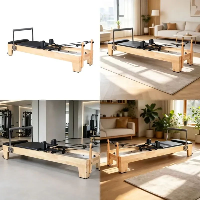 High-Density Maple Wood Pilates Machine | Durable Multifunction Core Bed with PU Leather Padding for Pilates Studio Use