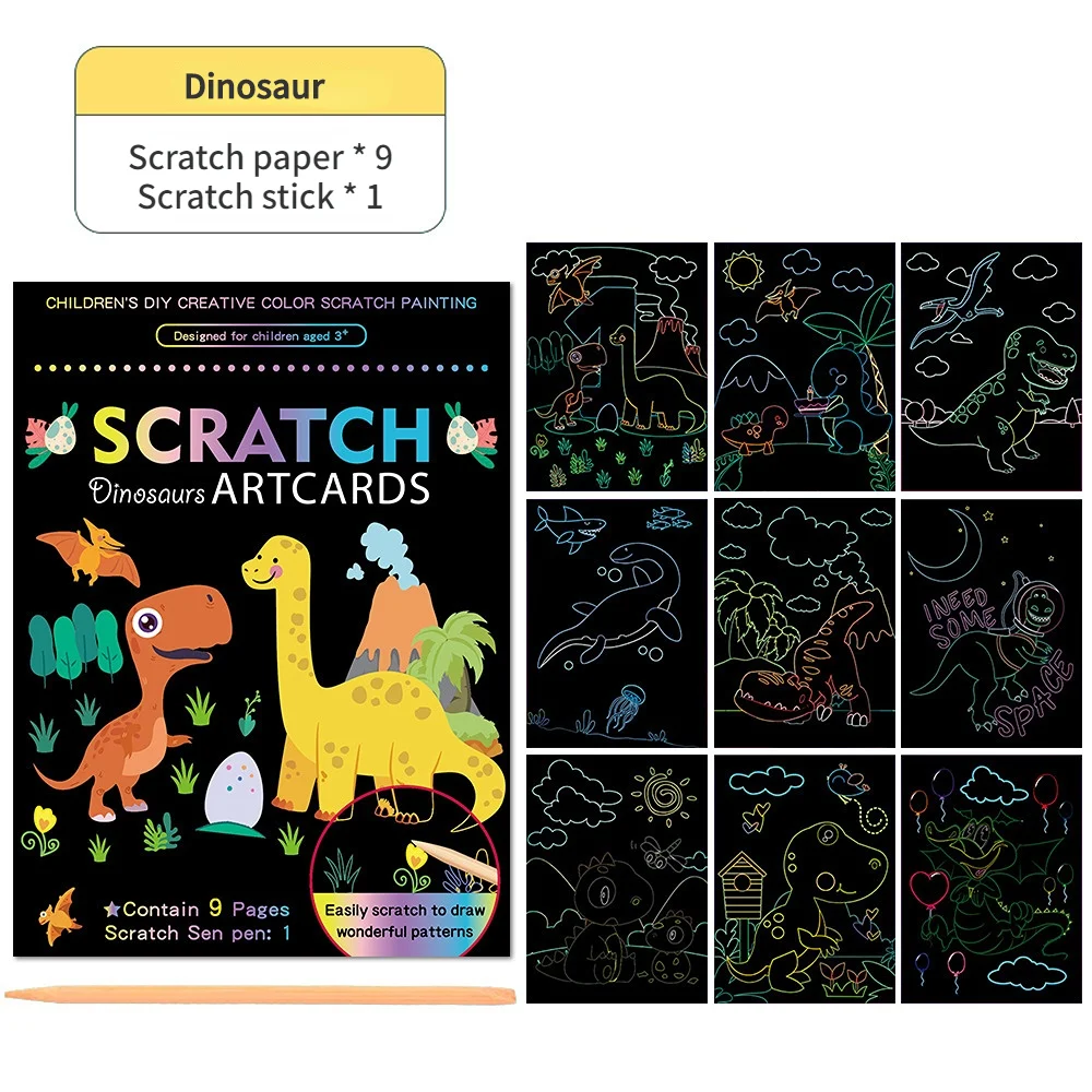 Magie Regenbogen Farbe Scratch Malerei Cartoon Malbücher Reißbrett Kinder DIY Pädagogisches Spielzeug Kinder Geschenke Spielzeug