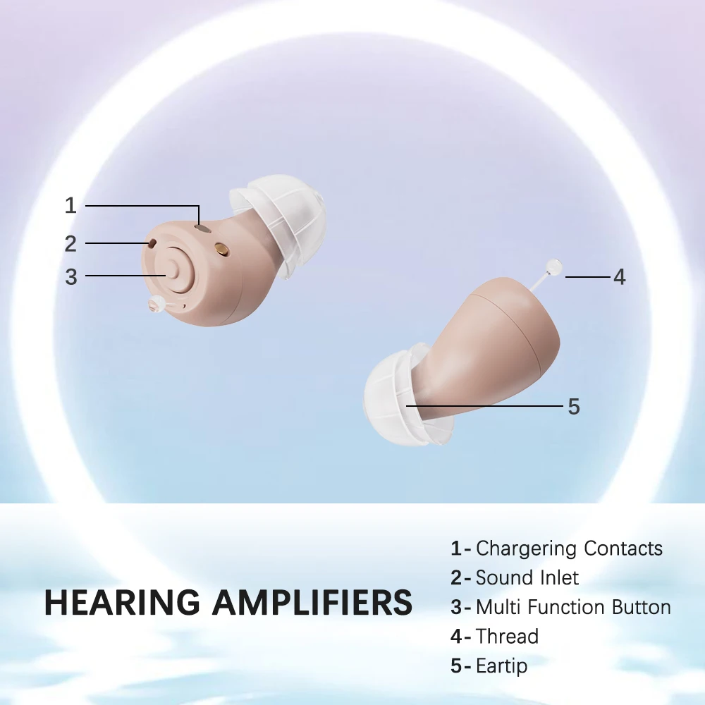 Hearing Aids for Seniors Rechargeable Hearing Amplifiers for Adults, Volume Adjustment All-Day Comfort Crystal Clear Sound