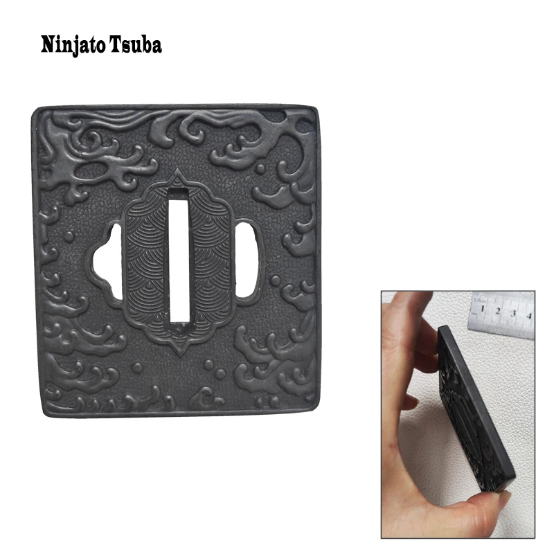 Japanese Katana Tusba Guard, Ninjato Sword Tsuba, Wakizashi, Zinc Alloy Martial Art Equipment-Waves Theme, Decoration