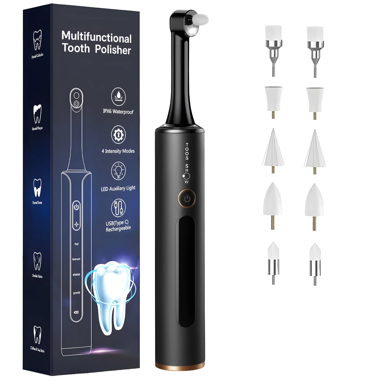 

USB перезаряжаемый электрический полировщик зубов, зубной скалер, зубная щетка, средство для удаления пятен на стойких зубах, очиститель для чистки зубов