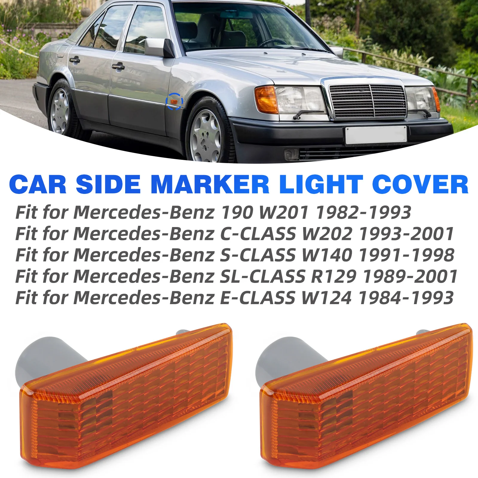 

2 PCS For Mercedes-Benz 190 W201 C-CLASS W202 S-CLASS W140 SL-CLASS R129 Turn Signal Light Covers 1248202321 2028201521