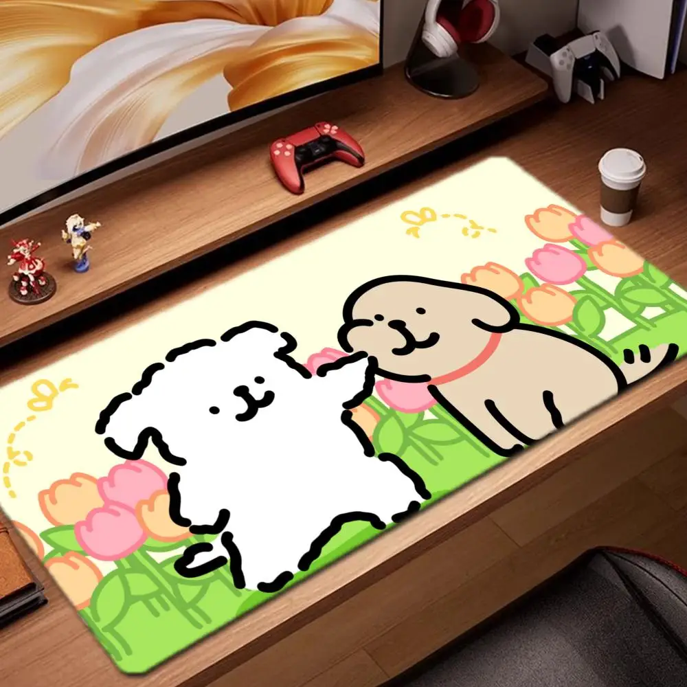

Cute line puppy Mouse Pad Game Accessories keyboard pad XXL large locking edge 900X400 mm table mat Gaming mousepad