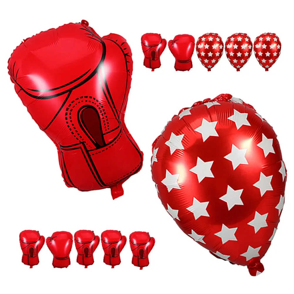 12pcs Boxing Glove Balloons – Punching Bag Design, Inflatable Sports Party Decor for Birthday, Wrestling Theme