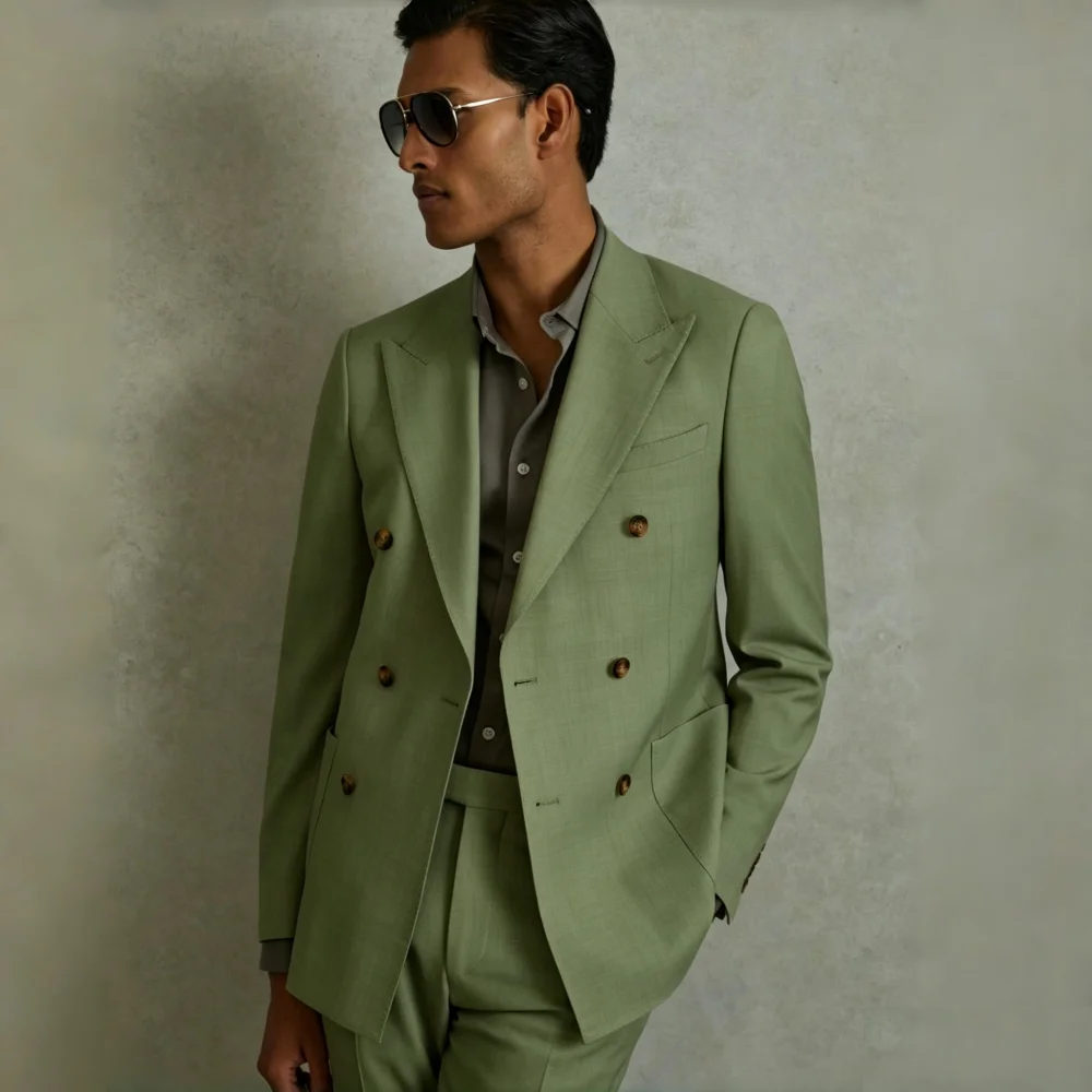 Double Breasted Wedding Suits For Guest 2 Pieces Wedding Tuxedo Slim Fit Formal Blazer Pants Set For Party Prom Banquet 2026