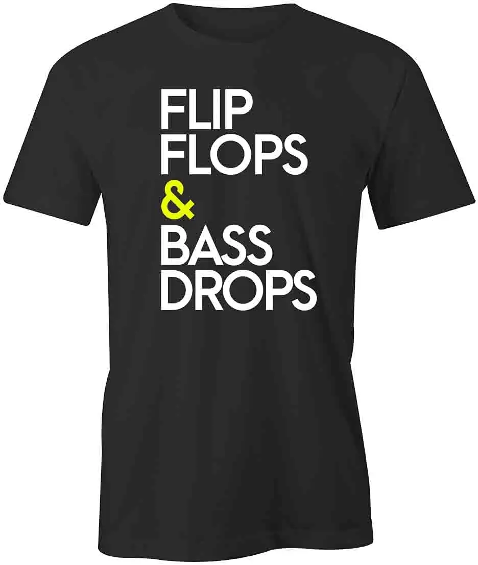 Flip Flops & Bass Drops T-Shirt | Black, Printed Tees, Graphic Tshirts