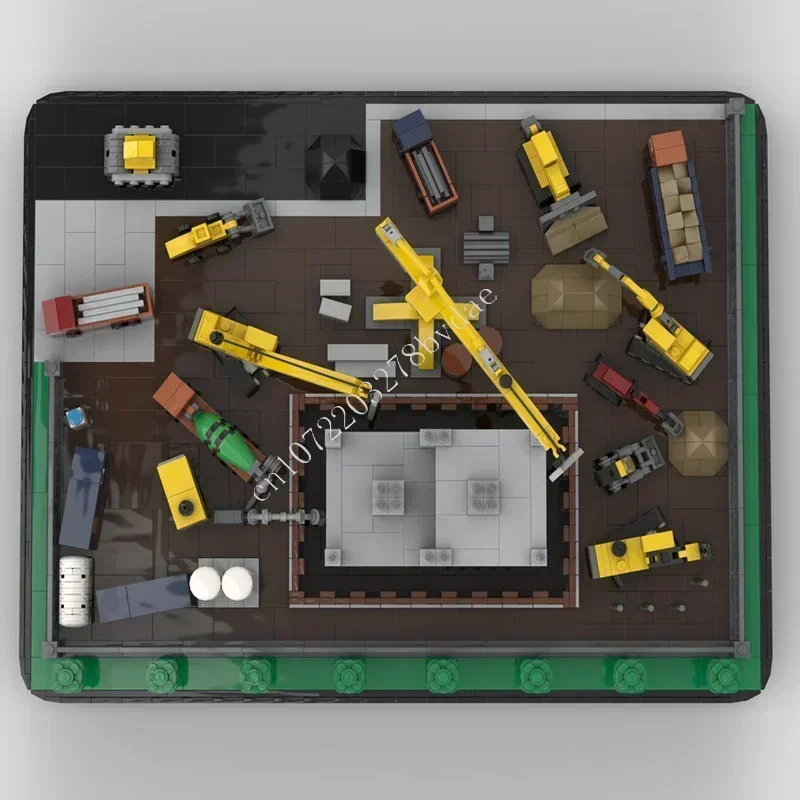 1956PCS ไซต์ก่อสร้างและยานพาหนะโมดูลาร์ MOC Creative Street View รุ่นที่กำหนดเองปริศนา DIY การศึกษาประกอบของเล่นของขวัญ
