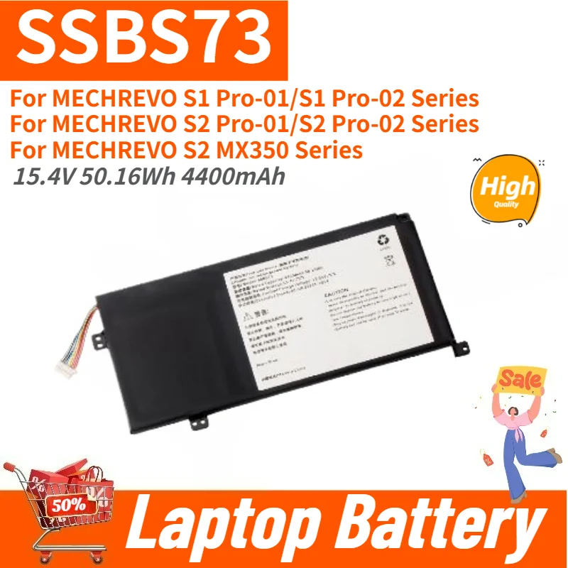 

100% New SSBS73 Laptop Battery 15.4V 4400mAh For Mechanical Revolution S1 Pro-01/S1 Pro-02,S2 Pro-01/S2 Pro-02,S2 MX350 Series