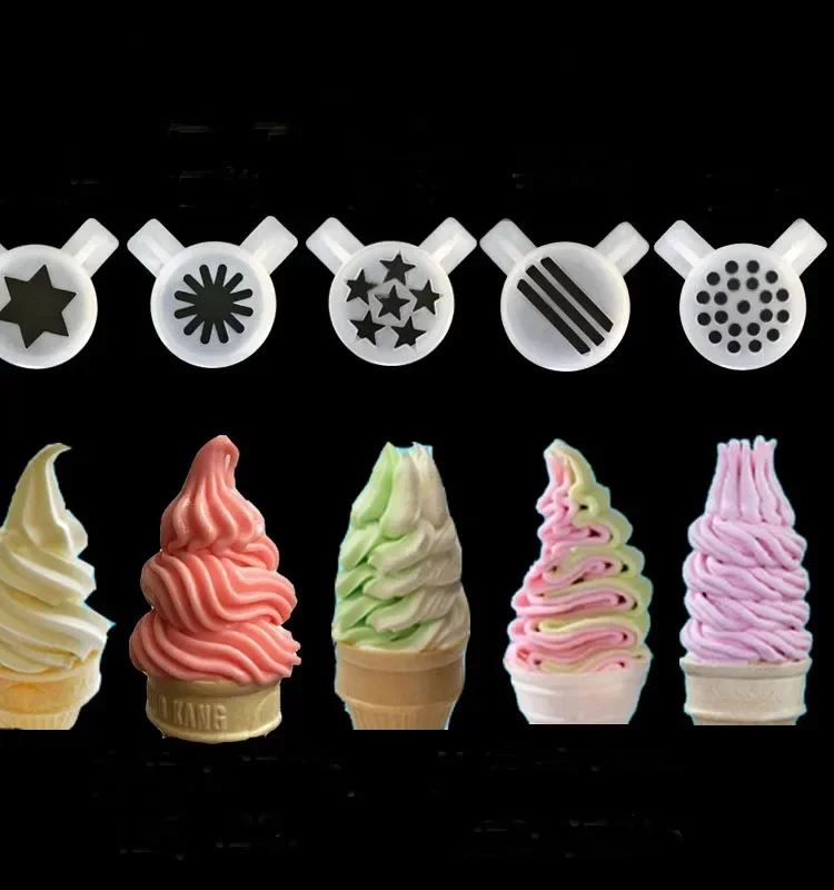 3PCS Ice Cream Shape Spare Parts for Soft Ice Cream Machine Plastic Nozzle Lids Accessories 29mm Inner Diameter