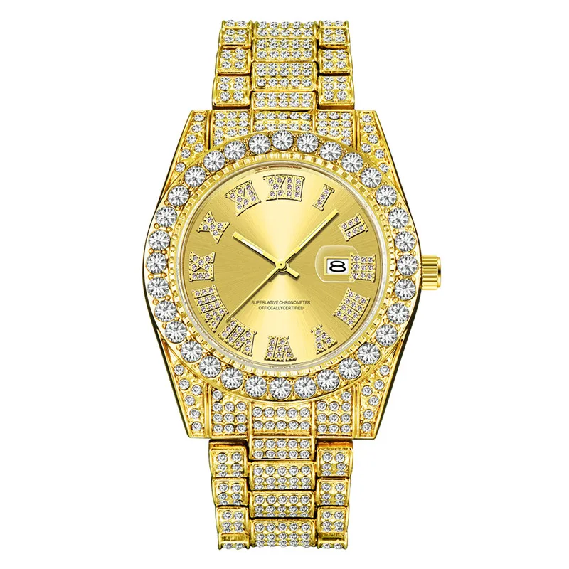 

Крутые оригинальные брендовые мужские часы в стиле хип-хоп с бриллиантами, роскошные кварцевые часы с золотой датой, серебряные Reloj Hombre Relogio Masculino Ouro 2025