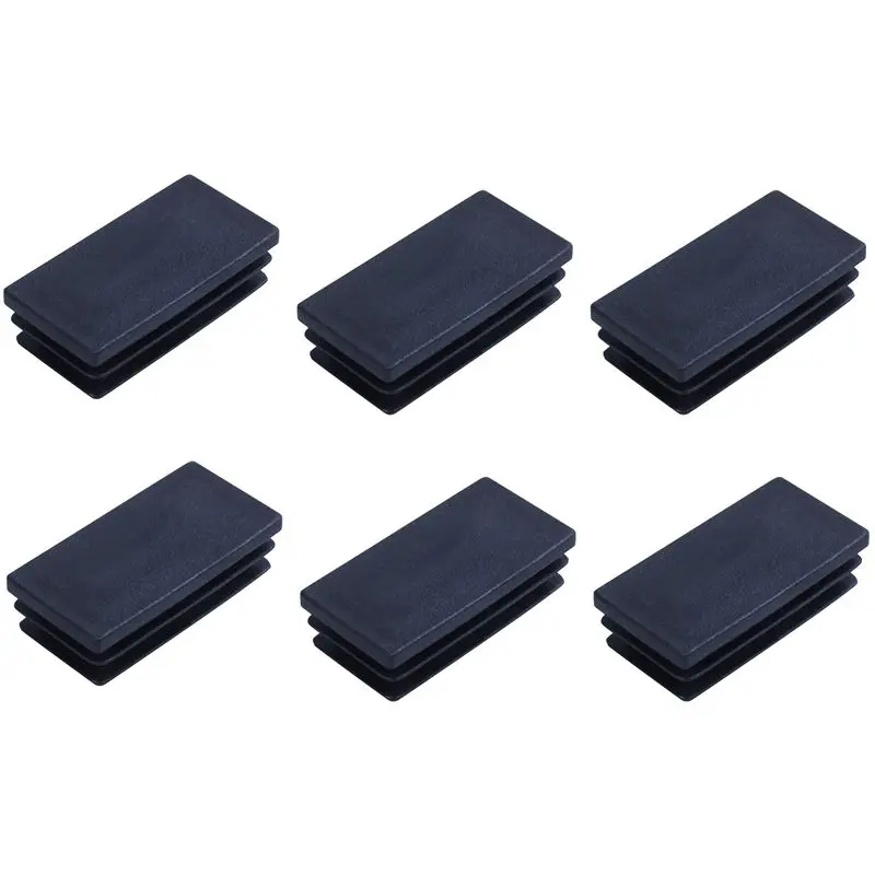 A84X-Plastic Rectangle Blanking End Tube Caps Inserts 25X50mm 180Pcs Black