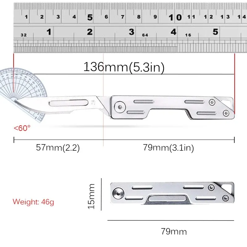 Machinery Stainless Steel Folding Scalpel Medical Folding Knife EDC Outdoor Unpacking Pocket Knife with 10pcs Replaceable Blades view 5