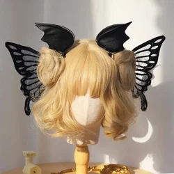 butterfly Cosplay Gothic Lolita Angel Wings Hairpin Demon Headdress Horns Embroidery Feather Hair Clip Anime Accessories