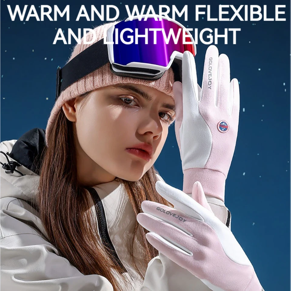 GOBYGO Winter Ski Lined Gloves Outdoor Cycling Warm Waterproof Touch Screen Non-slip Wear-resistant Running Skiing Gloves Unisex