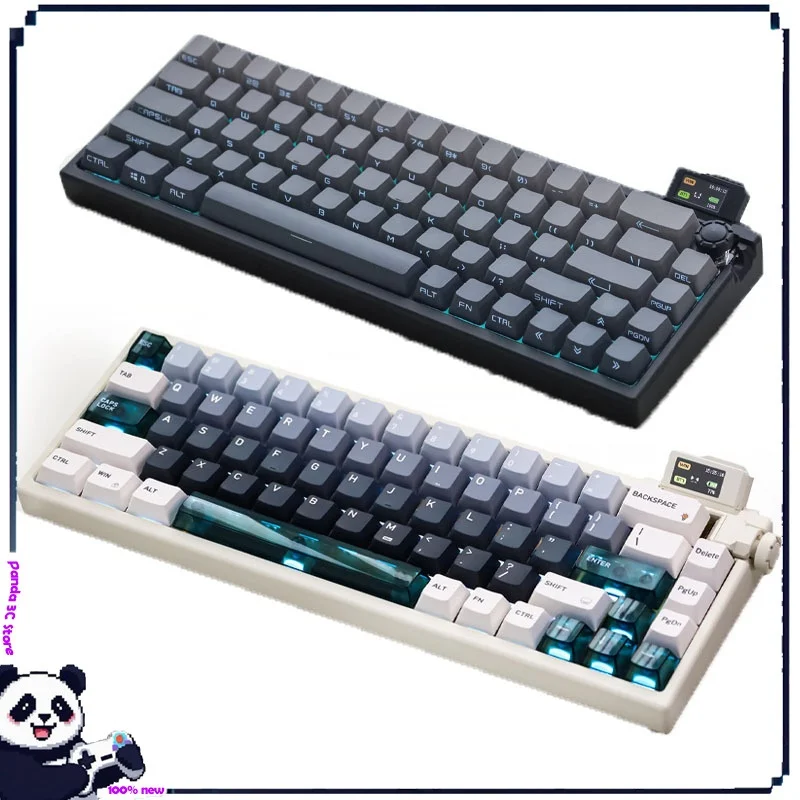 Keydous Nj68 Pro Game Keyboard 2.4g Wireless Bluetooth Tri-Mode Metal Shell Hot Plug Mechanical Keyboard Pbt Keycap Game Office