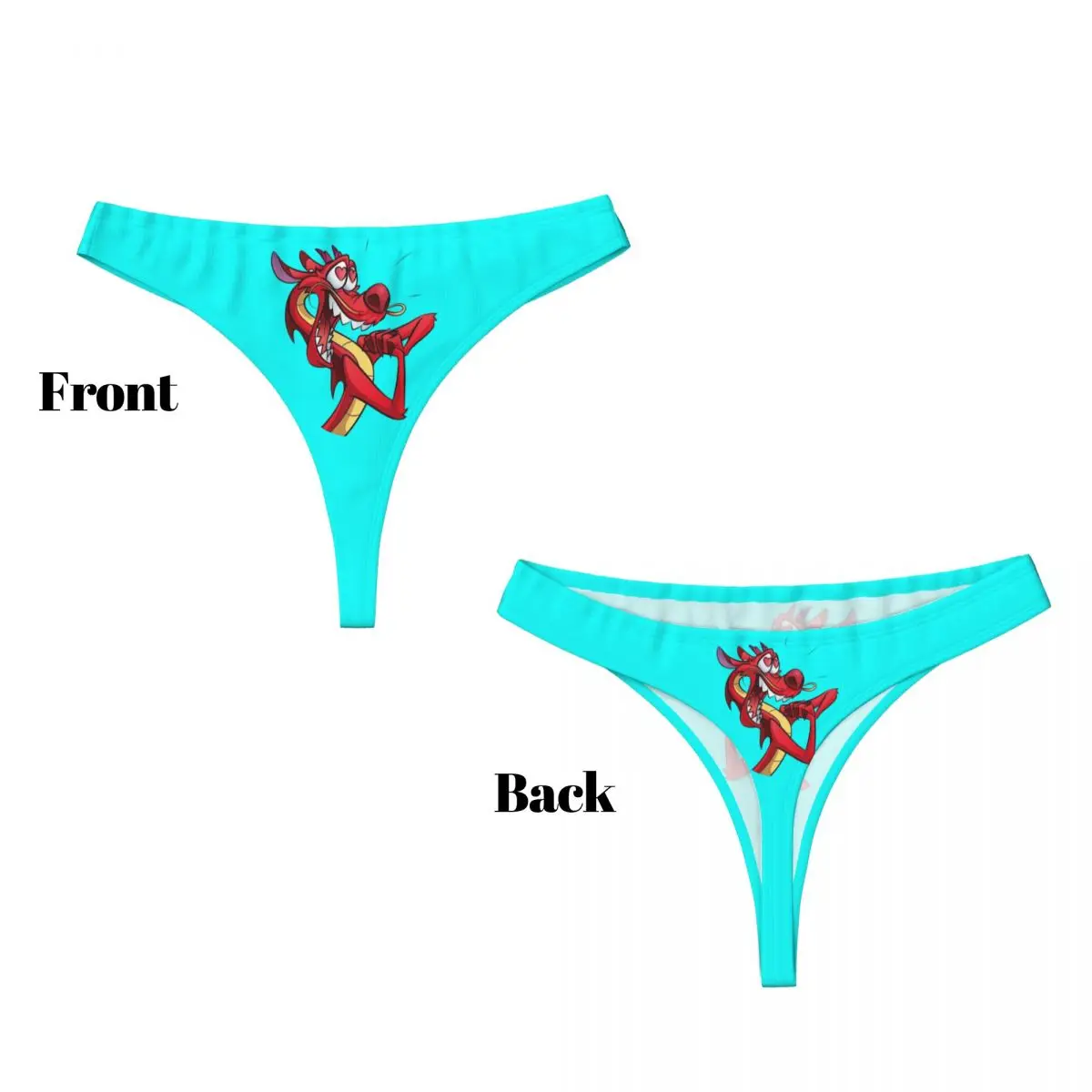 Custom Mushu Dragon Printed Cartoon G-string Thongs Womens Comfort Stretch Panties Underwear