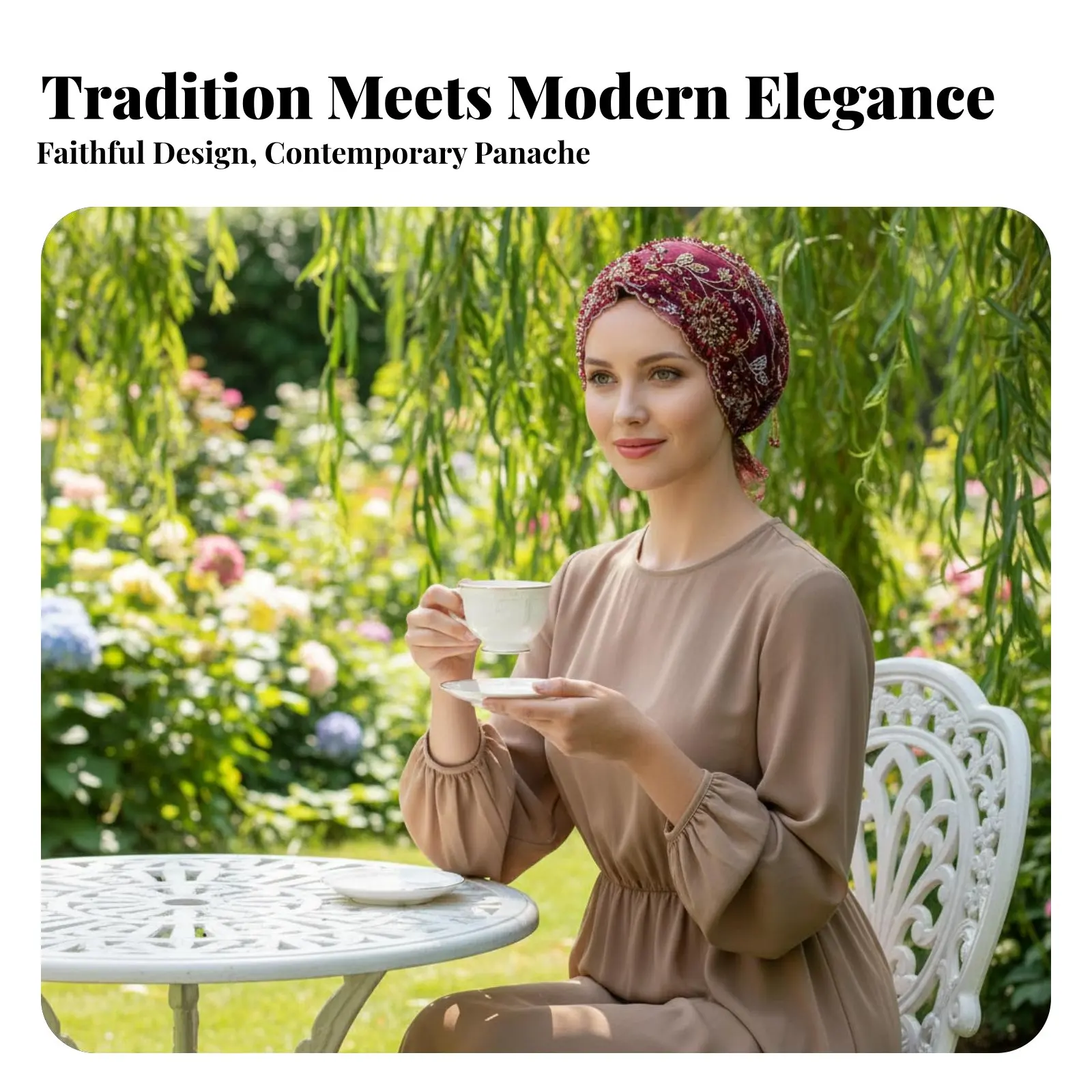 

Headscarf Cap, Tassel Fishtail Turban, Lace Head Cover, Embroidered Hijab, Hair Concealing, Ethnic Design