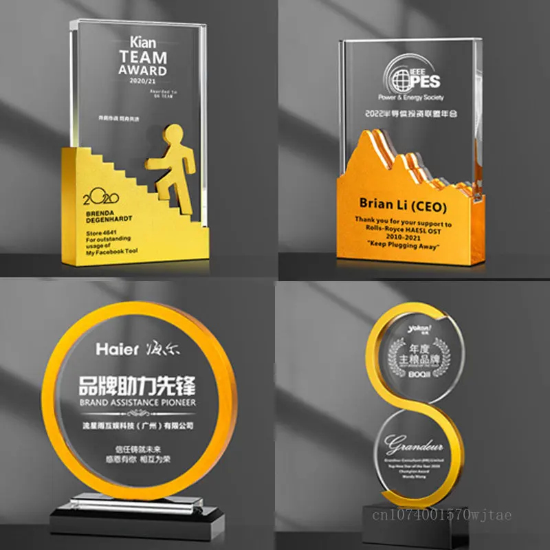 

Индивидуальный хрустальный трофей для украшения дома, золотая, серебряная медь, ежегодная пентаграмма, годовая, продажа, индивидуальные, 1 шт.