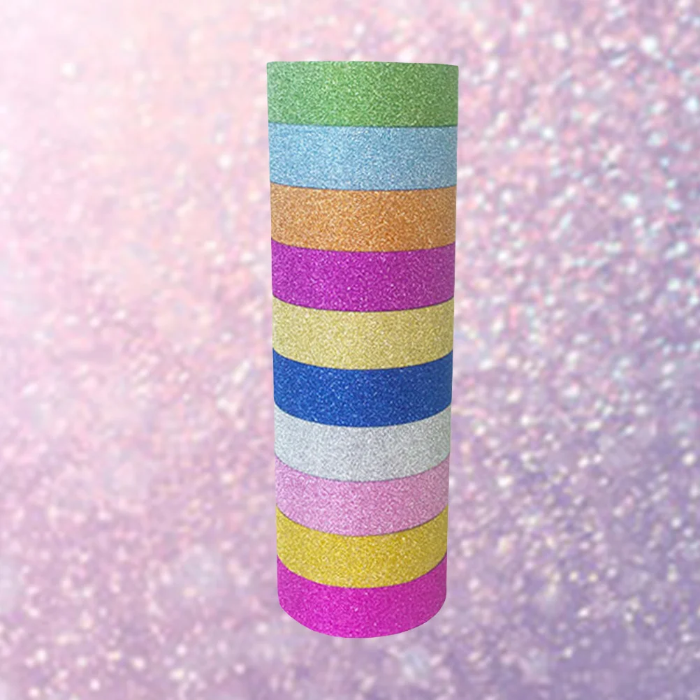 10 قطعة مجموعة شريط اشي سباركلي ألوان نابضة بالحياة قابلة لإعادة الاستخدام لاصق صياغة الزينة لأجهزة الكمبيوتر المحمولة المخططين المشاريع الفنية