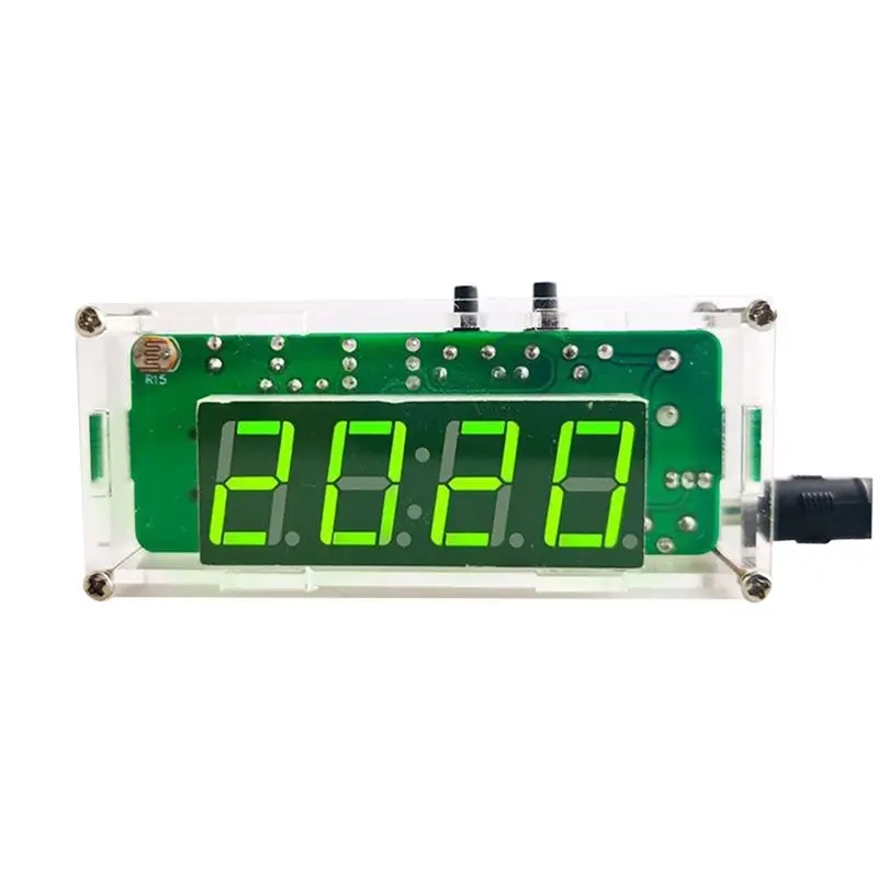 A29F-4-Digit Digital DIY Clock Kits With Acrylic Shell, DIY Alarm Clock Soldering Practice Kit For Learning Electronics