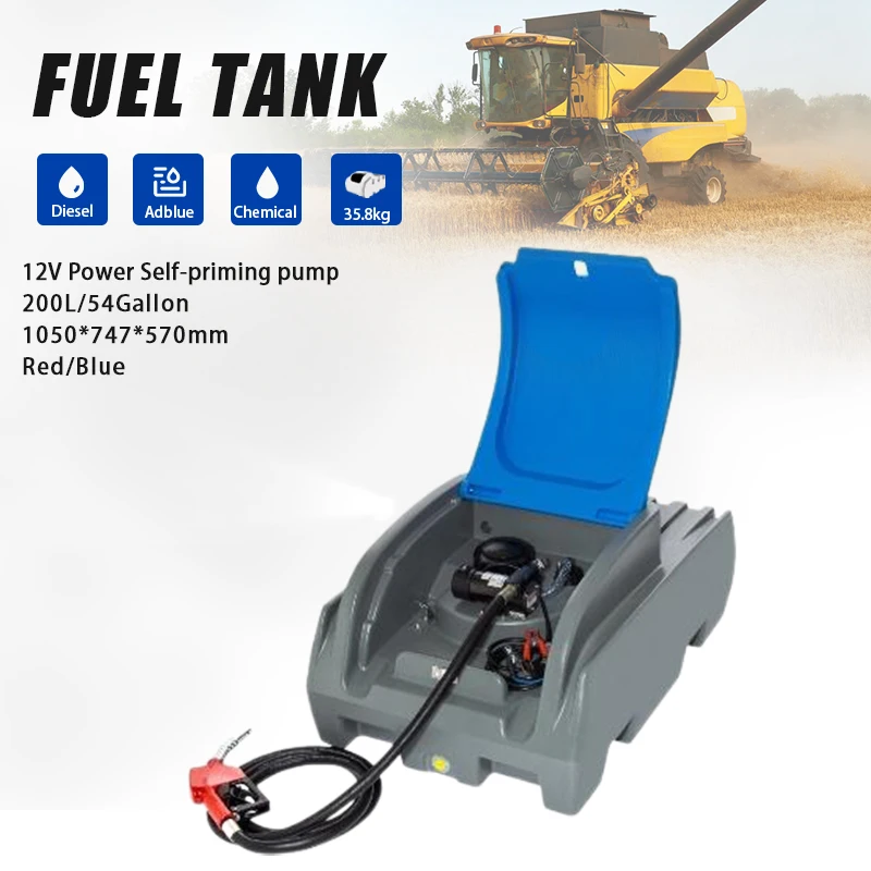 200L Diesel Transfer Tank with 12V Diesel Pump For Mobile refueling Jerry Can Fuel Storage Tank