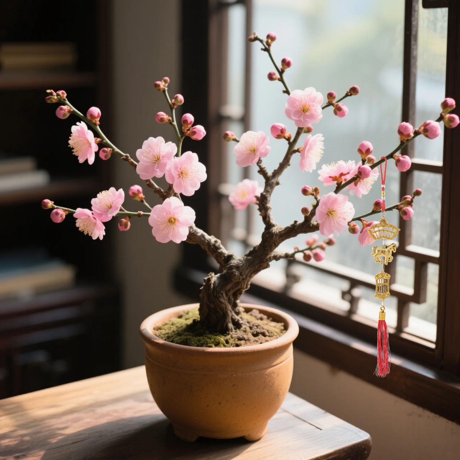 10 個の馬年ペンダント装飾、赤いチャーム付き、風水車内ツリー装飾、春祭りギフト 2026