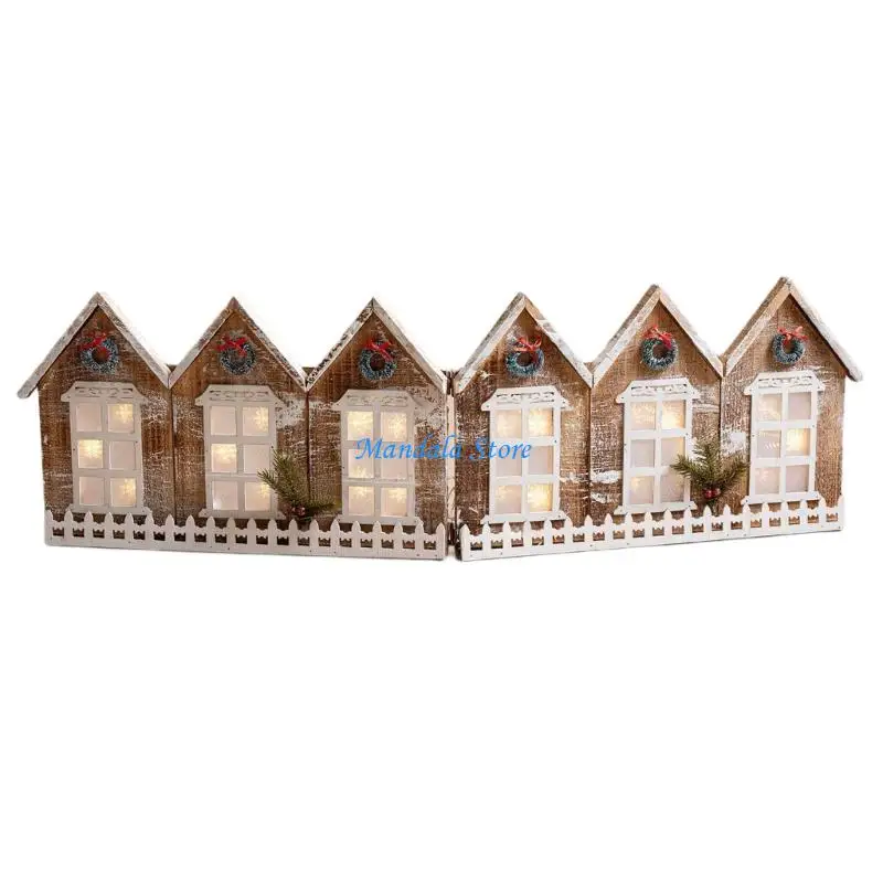 

U2JC Multipurpose Wooden Tree Skirt With Energy Efficient LED Light Shop Window Christmas Props For Seasonal Decors