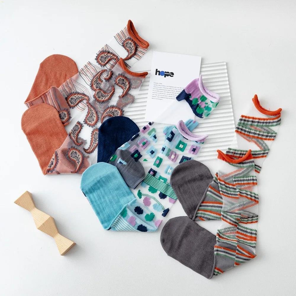 Sommer Kristall Seide Socken Tiere Cartoon Nette Drucken Ultra-dünne Transparente Lange Socken Mode Frau Socken Neuheit Harajuku 2025 – Detail 5