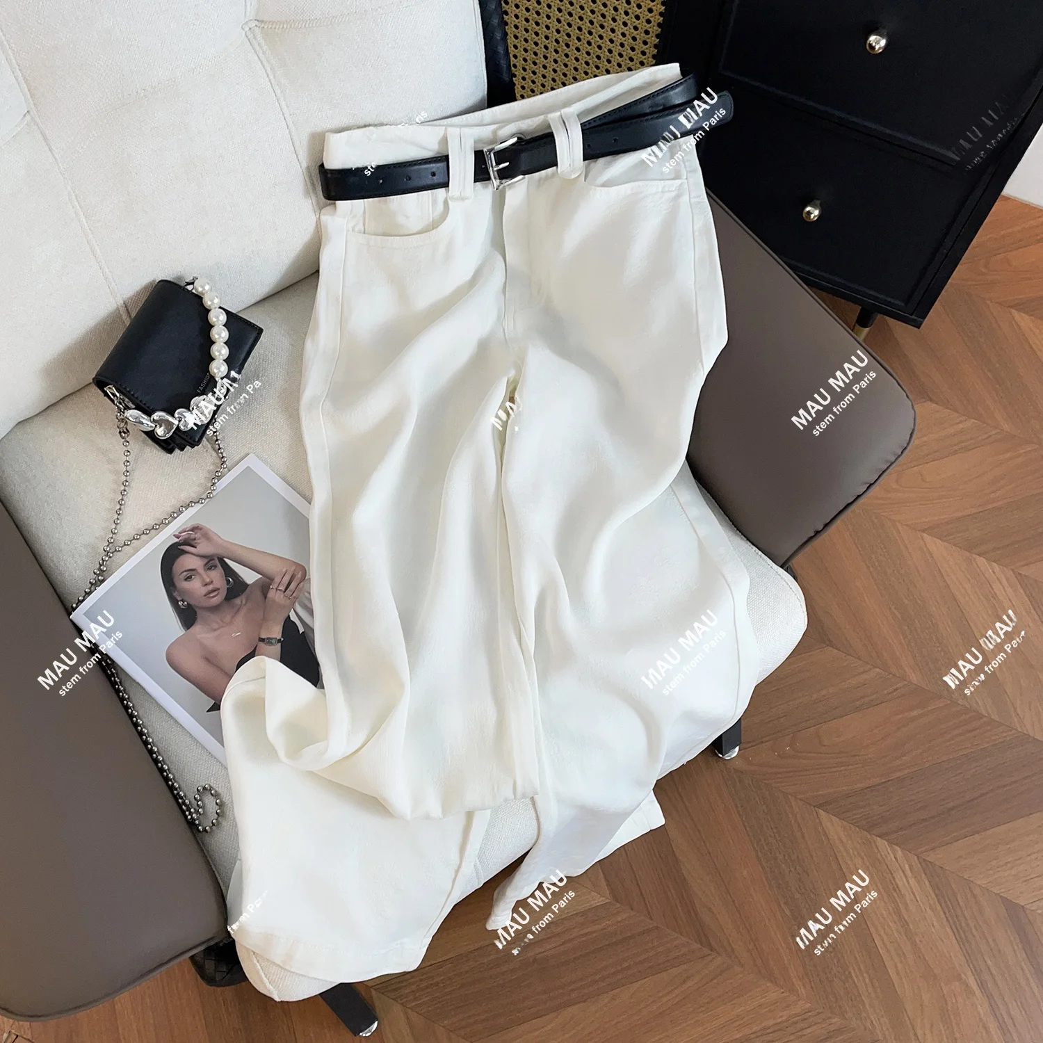 

High Waist Wide Leg Denim Jeans Women's Casual High Waist White Versatile Autumn New Arrival Korean Sle Ladies Jeans