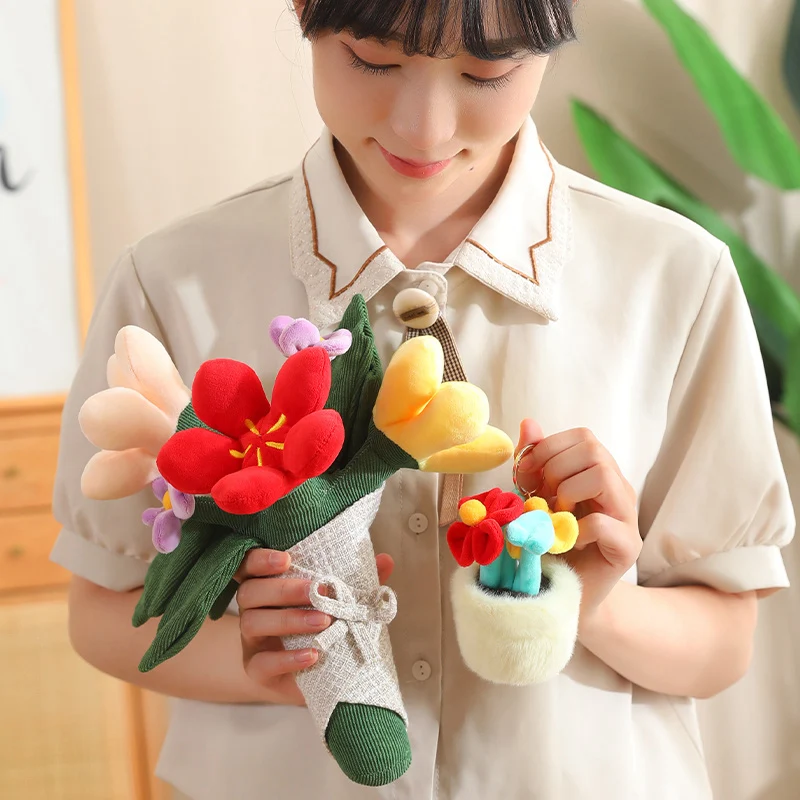 Holding Flowers Plush Toy Eternal Flowers Bouquets Toy Marriage Proposal Props Graduation Ceremony Valentine Day Birthday gift