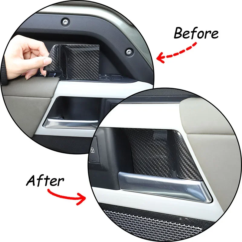 For Land Rover Defender 90 110 2020+ Car Interior Door Bowl Protector Real Carbon Fiber Interior Accessories