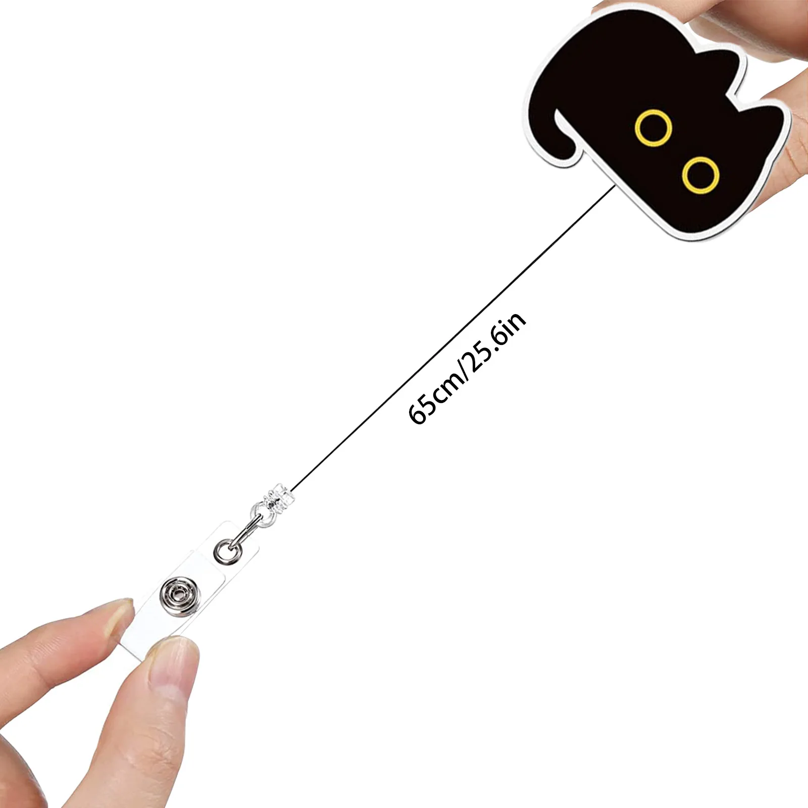 New Arrival 1 Piece Anime Black Cat Retractable Nurse Badge Reel Cute Student Teacher ID Card Holder Alligator Clip Keys Lanyard