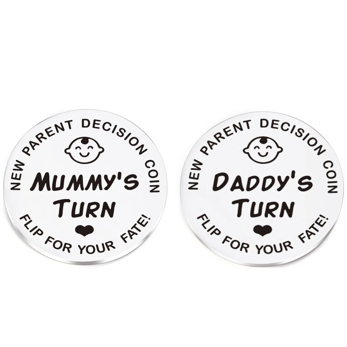 Funny Double Sided Artifact Coins for Mom and Dad, Cute Token, New Parents Gift, Flip Coin for Baby Shower, First Time
