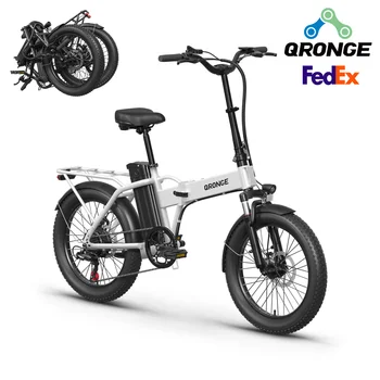 Rower Elektryczny Składany QRONGE Waterfall 1000W Peak 48V 13.5AH 20" Fat Tire, Elektryczny Rower z Grubymi Oponami, Zasięg do 70 Mil, E-bike do Dojazdów, Maksymalna Prędkość 28MPH