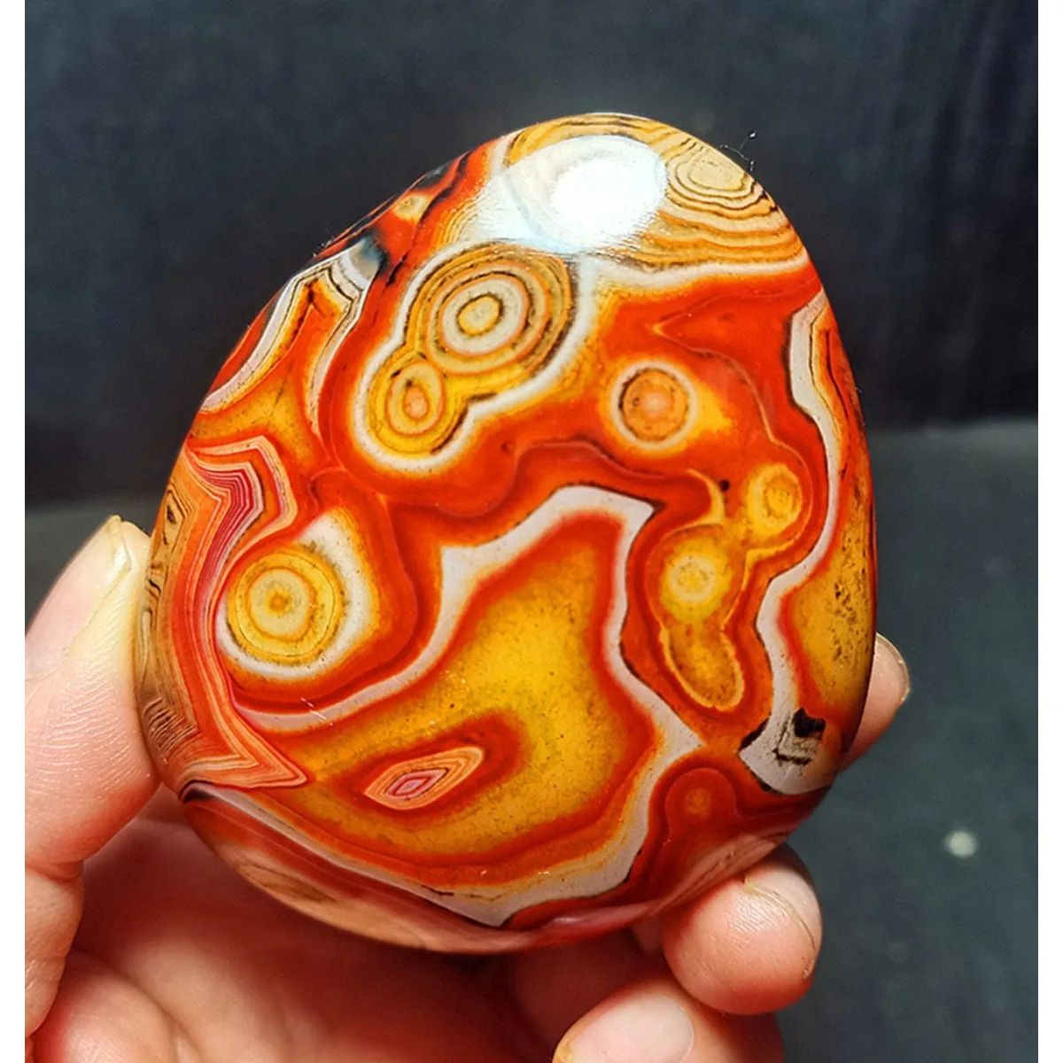 Natural Banded Agate Loose Gemstone, Polished Tumbled, Stripe Pattern, Shelf Display, Crystal Collection, Table Display