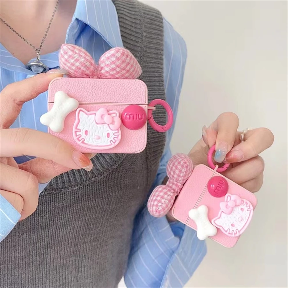 Miniso Cartoon Hello Kitty Custodia per auricolari per AirPods Pro2 4 Bluetooth senza fili per Airpods Pro 3 2 Custodia morbida in pelle per cuffie