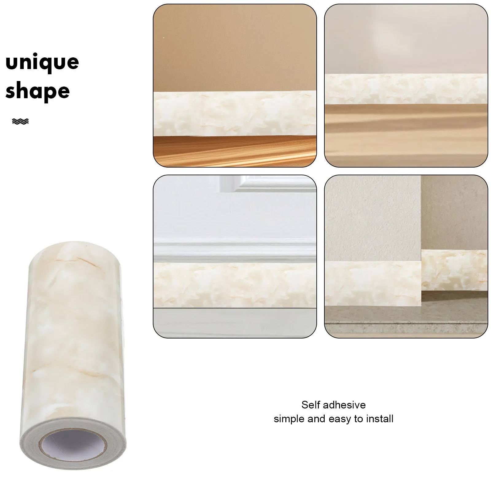 حدود ورق جدران رخامي للحمام ذاتية اللصق قابلة للتقشير واللصق وشريط زاوية مرن للزينة #6