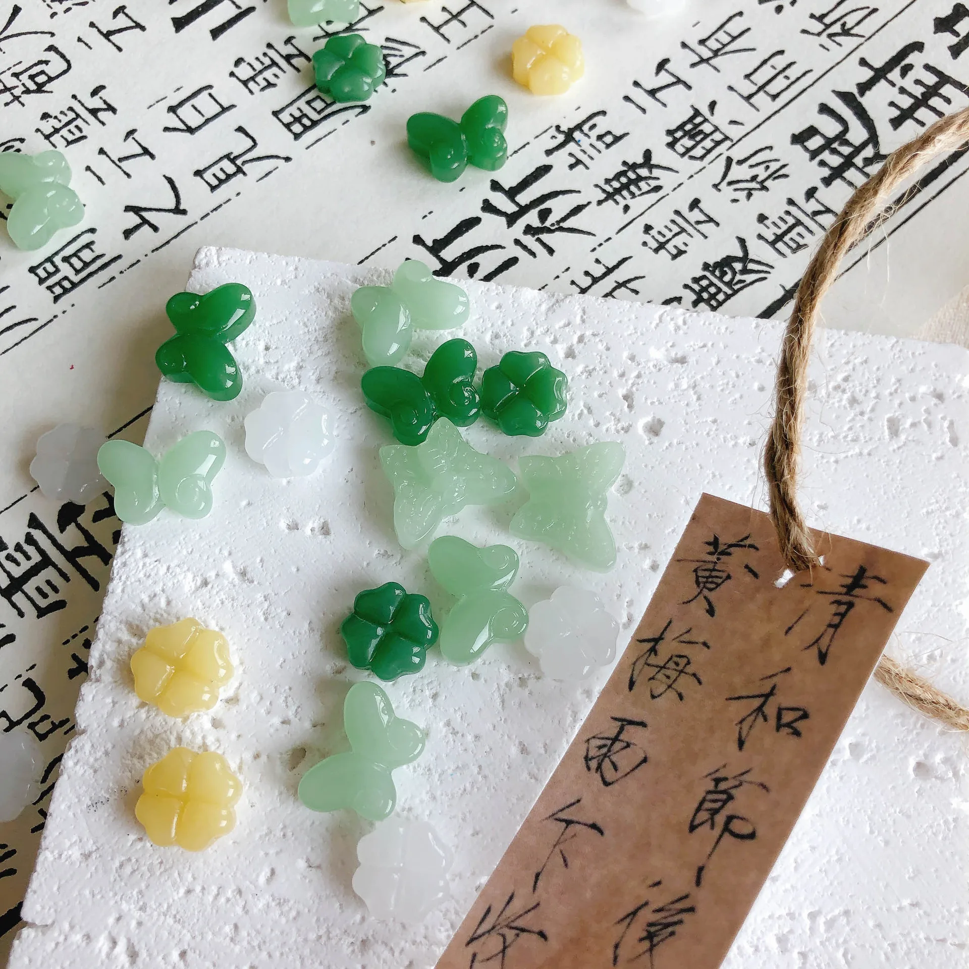 Glazed small butterflies handmade DIY materials for necklaces, bracelets and earrings.（50 pieces）