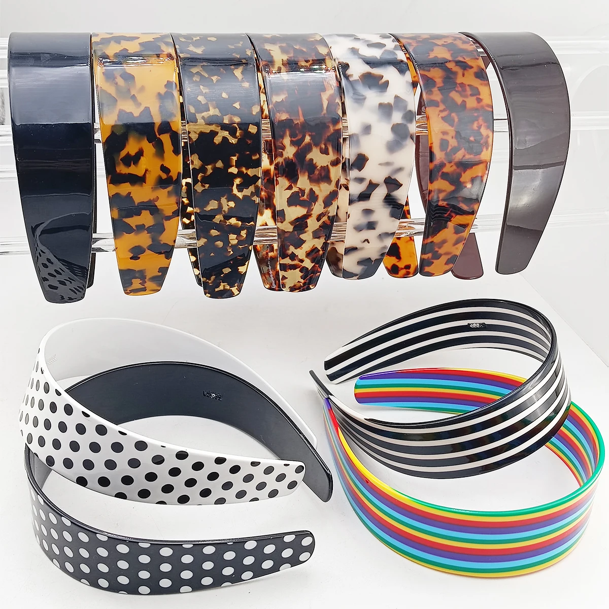 

Широкая повязка для волос 3,8 см из ацетата под черепаховый панцирь, нескользящая, высококачественная, широкая повязка-ободок для волос