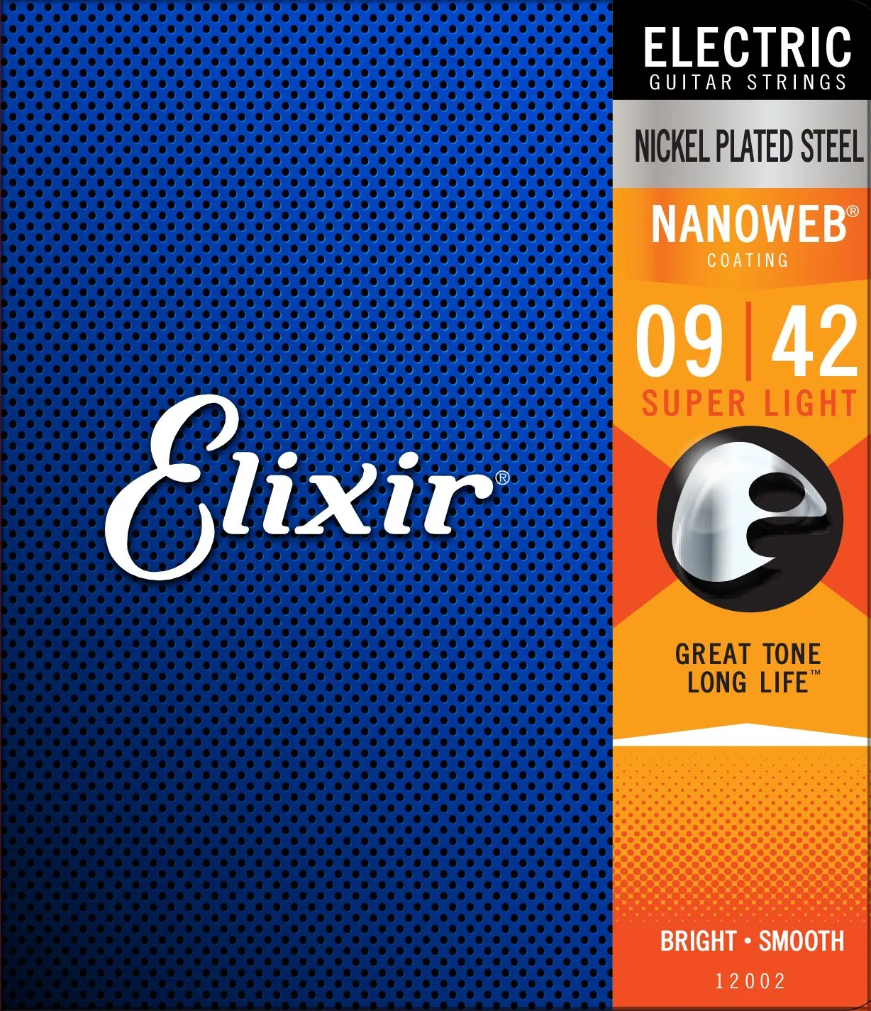 Elixir Strings Electric Guitar Strings with NANOWEB Coating, Super Light (.009-.042) - 12002