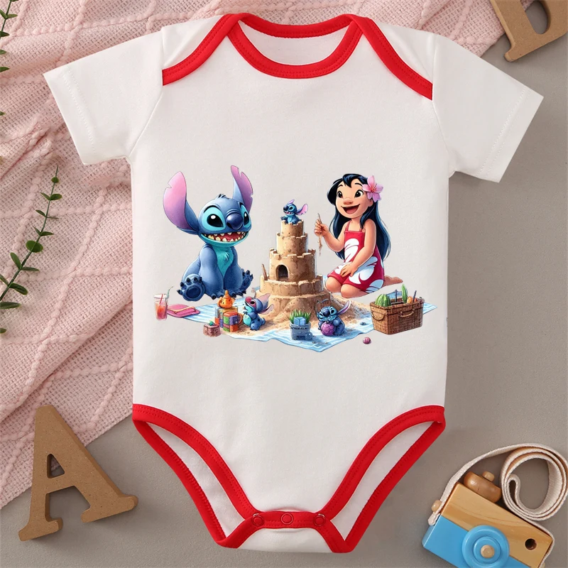 

Ткани MINISO из чистого хлопка Lilo & Stitch Agent Pleakley, боди с милым принтом для ребенка, комбинезон-комбинезон для новорожденных от 0 до 12 месяцев