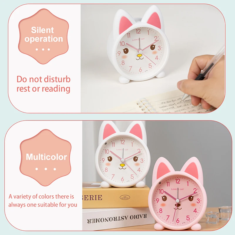 Cute Cat-Shaped Alarm Clock, Bedside Clock for the Bedroom, Silent Operation—Also a Must-Have Gift for Back-to-School Season view 4