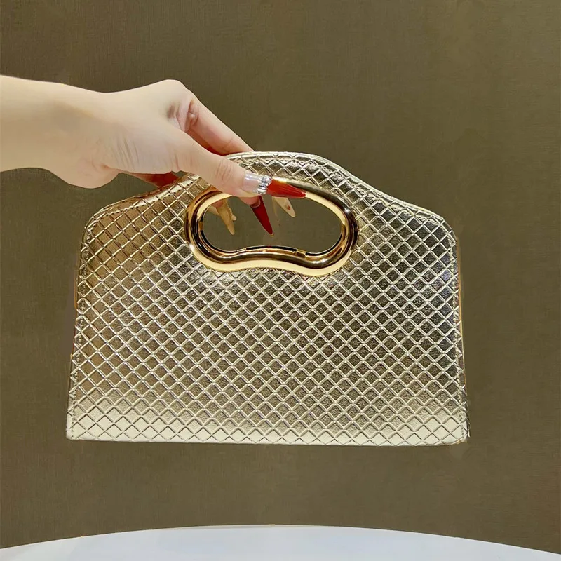

2026 Luxury Woven Pattern Women's Evening Clutch Bag Fashion Design Plaid Shape High End Handbags Elegant Party Crossbody Bag
