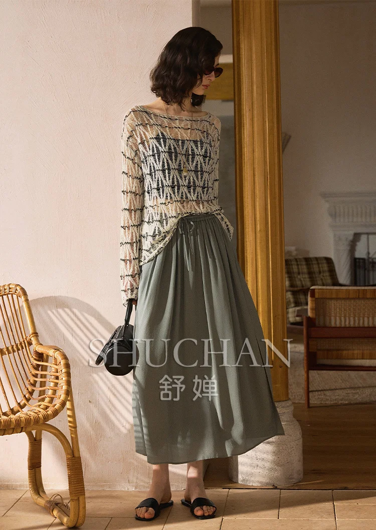 

Star Limited Expensive Ghost Wrinkle Silk Skirt, High Density and High Twist Are Not Easy To Wrinkle Long Skirt Women