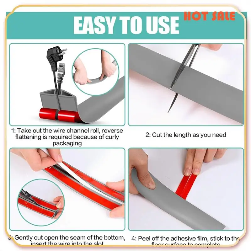 

ABFA Напольный шнур, крышка кабеля, самоклеящаяся петля для шнура, напольный 10 футов, защита для напольного кабеля, защита шнура питания