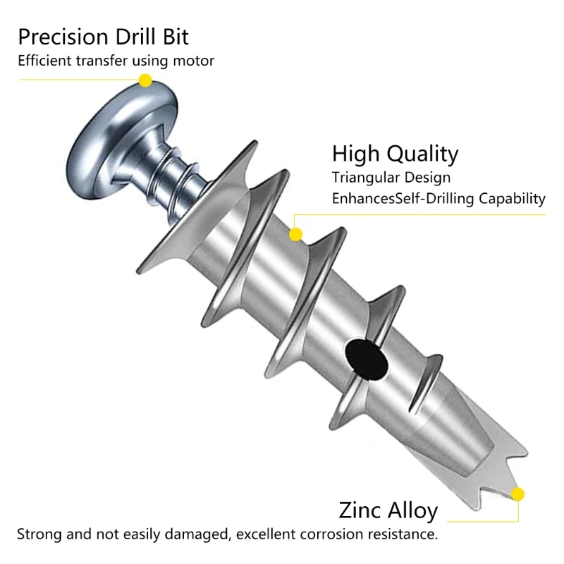 Heavy Duty Anchoring set Metal Anchors & Screws Self Drilling Anchors with Screws Metal Wall Anchors Set for Home 37JD