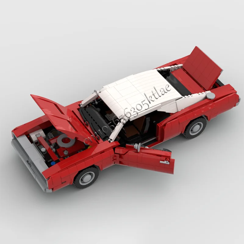 1615 PCS MOC Premium Red And White Roofed Car Model Building Blocks Urban Technology Vehicle Diy Toys Kids Adult Surprise Gifts